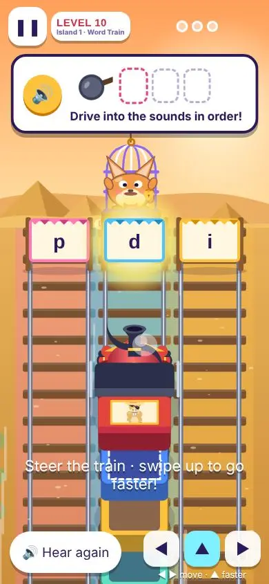 Word Train: drive into the sounds in order